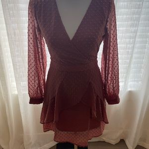 Mauve pink polka dot dress